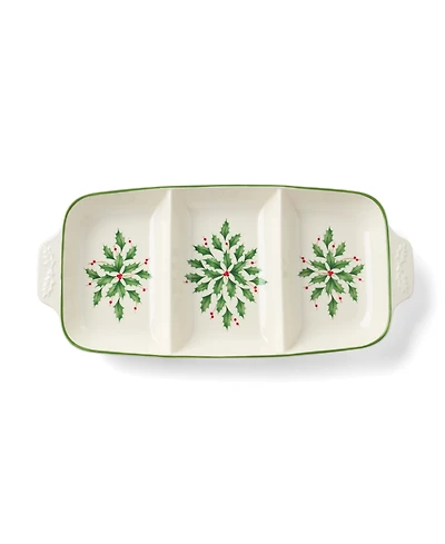 Lenox Holiday Carved Divided Dish