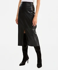 I.n.c. International Concepts Women's High-Waisted Front Slit Faux-Leather Pencil Midi Skirt, Macy's Exclusive