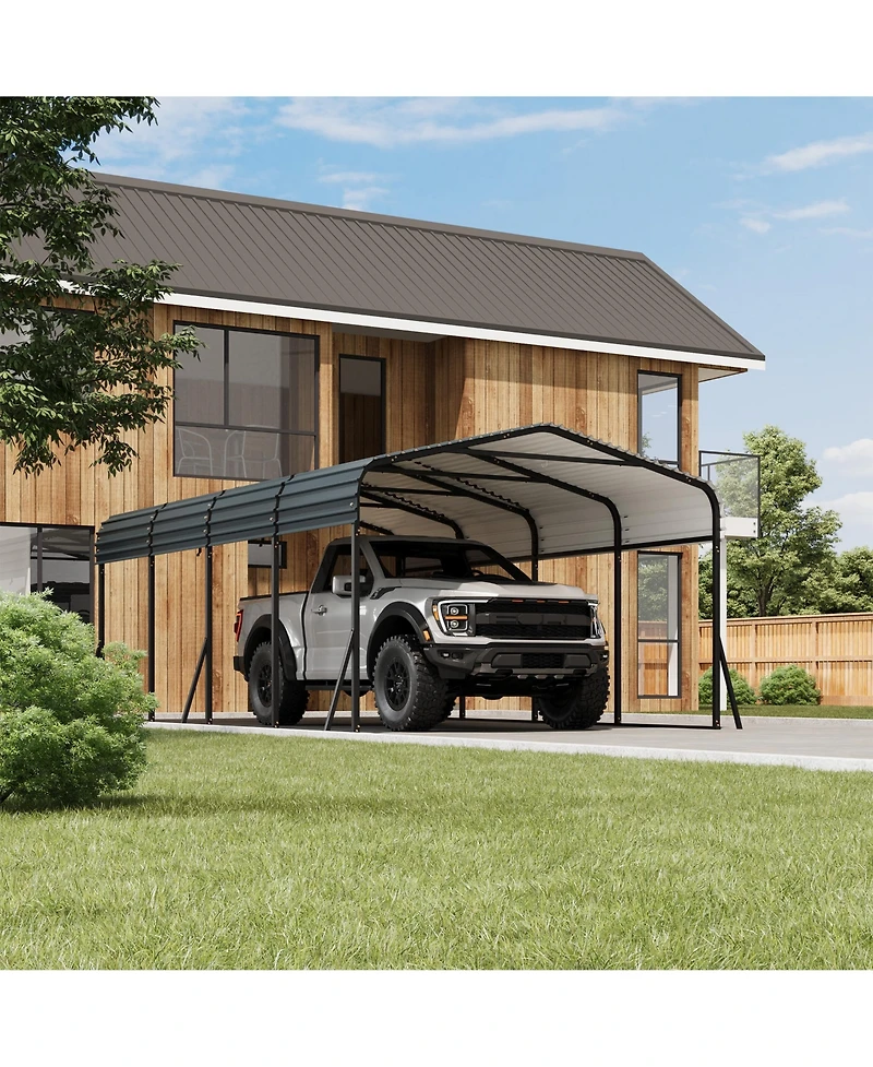 homfan 12x20 Feet Heavy Duty Metal Carport, Galvanized Steel Frame with Durable Roof Panels, Vehicle Parking Shelter