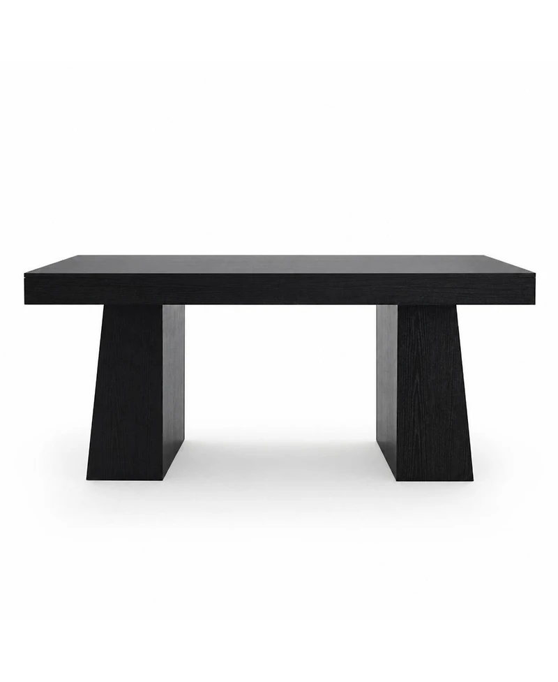homfan Mid-Century Executive Desk – Double Trapezoid Base, Wood Computer Desk for Home Office or Conference