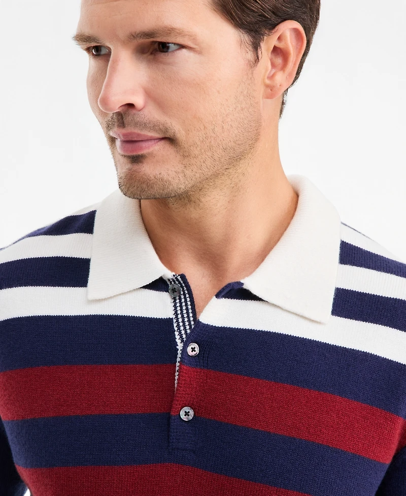Club Room Men's Long-Sleeve Striped Polo Sweater, Macy's Exclusive