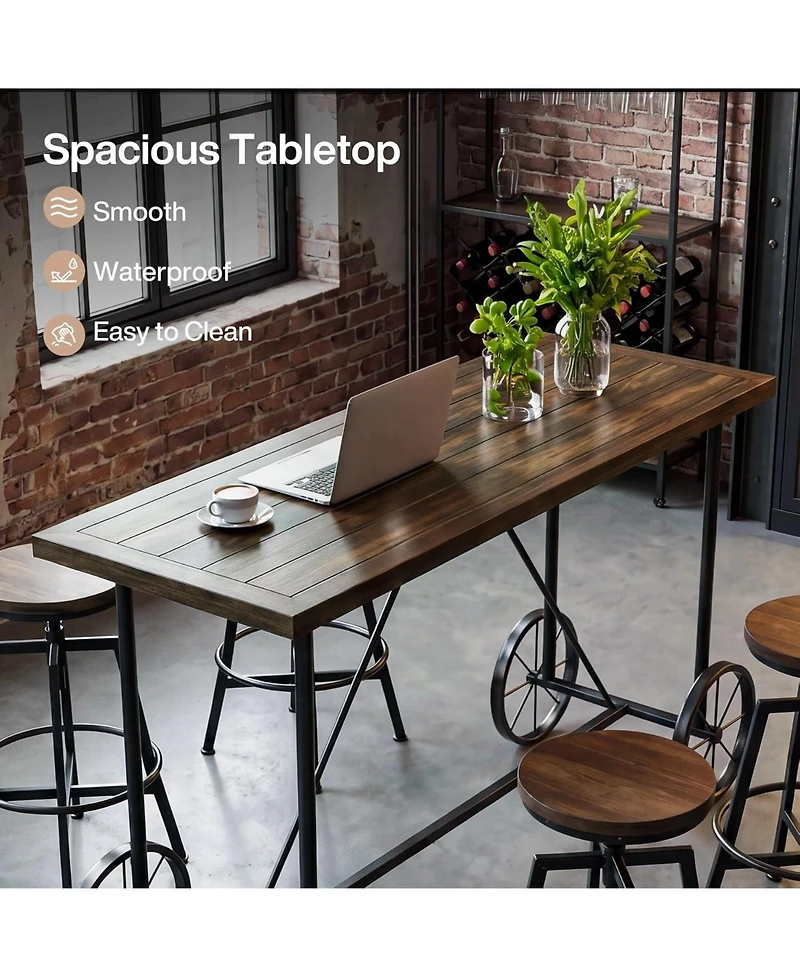 Tribesigns 63-Inch Long Bar Table, Counter Bar Height Table with Bicycle-Style Metal Base, Industrial Rectangular Hightop Bar Pub