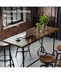 Tribesigns 63-Inch Long Bar Table, Counter Bar Height Table with Bicycle-Style Metal Base, Industrial Rectangular Hightop Bar Pub