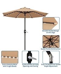 gaomon 10feet Outdoor Patio Umbrella, Table Umbrella with Solar Lights for Yard, Deck, Tan (No Base)