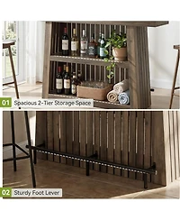 Tribesigns 2-Tier Bar Table, 63" Wooden Home Bar Unit with Footrest, Large Counter Height Pub Table with Storage Shelves