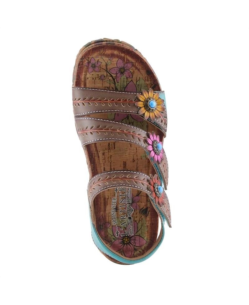 L'Artiste Women's Anewtrio Wedge Sandal with Leather Upper