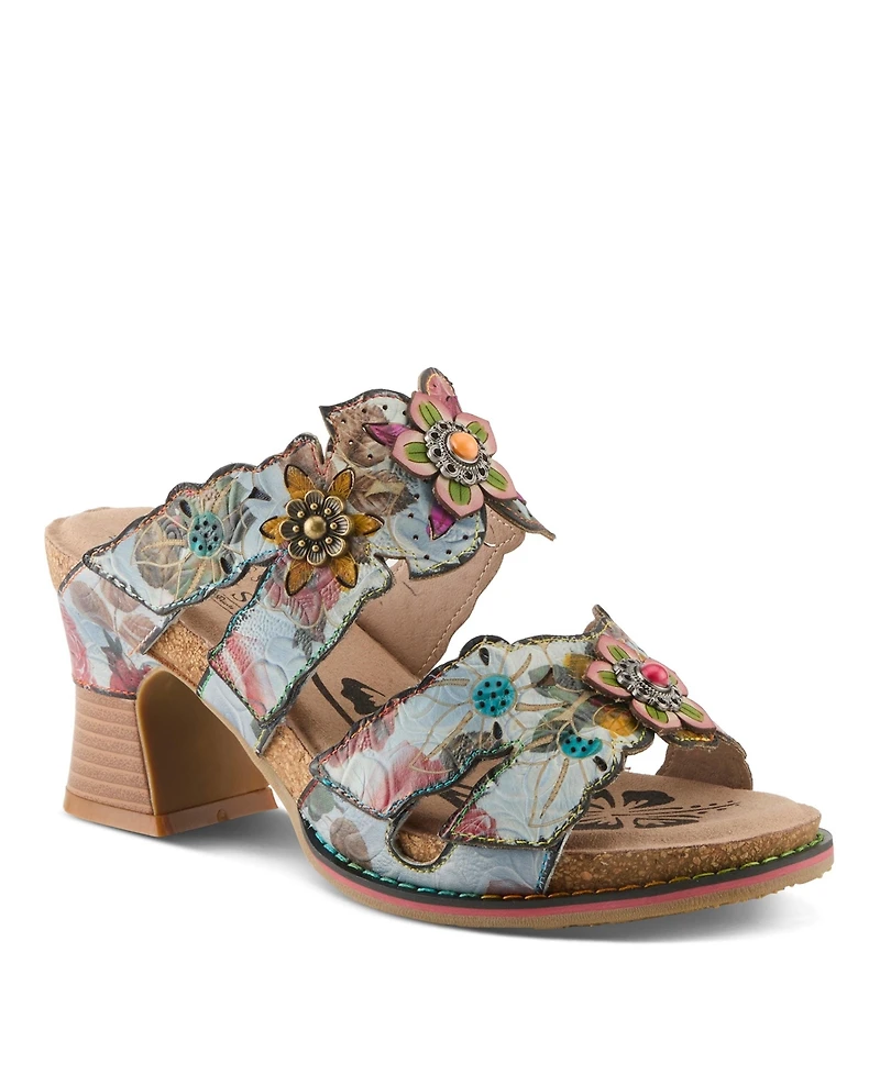 L'Artiste Women's Radiating Slide with Hand-Painted Design
