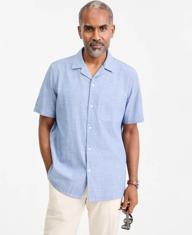 Club Room Men's Cotton Chambray Short-Sleeve Camp Shirt, Macy's Exclusive
