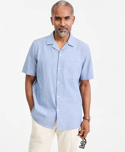Club Room Men's Cotton Chambray Short-Sleeve Camp Shirt, Macy's Exclusive