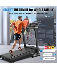 Everyfun Folding Treadmill with 2.5HP Quiet Motor - 12 Preset Programs, Led Display, Heart Rate Sensors, Pad and Cup Holders