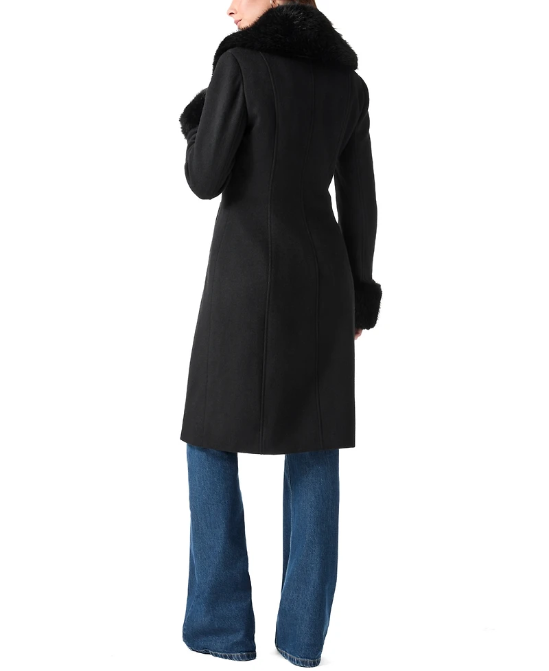 Guess Women's Faux-Fur Trimmed Coat