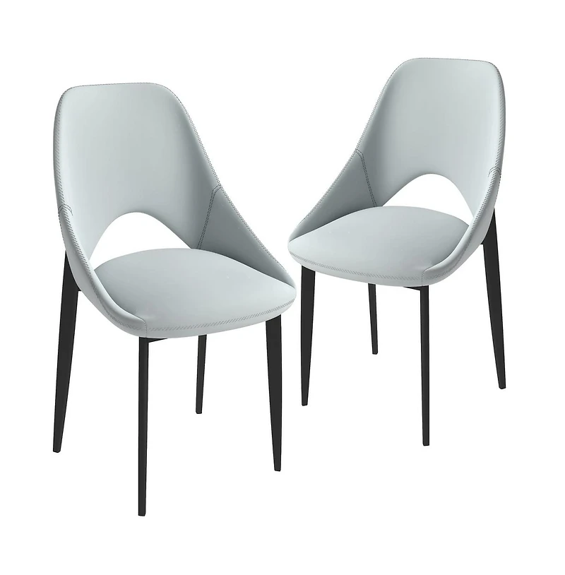 LeisureMod Amalfi Upholstered Fabric Dining Chair Set of 2 Modern Side Chair with Iron Legs, Mid-Century Accent Chair for Dining Room or Kitchen
