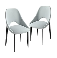 LeisureMod Amalfi Upholstered Fabric Dining Chair Set of 2 Modern Side Chair with Iron Legs, Mid-Century Accent Chair for Dining Room or Kitchen