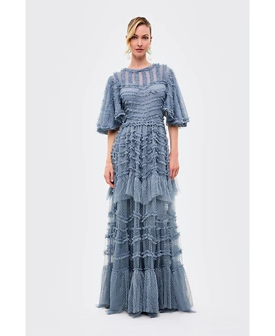 Beauut Women's Flutter Ruffle Maxi Dress