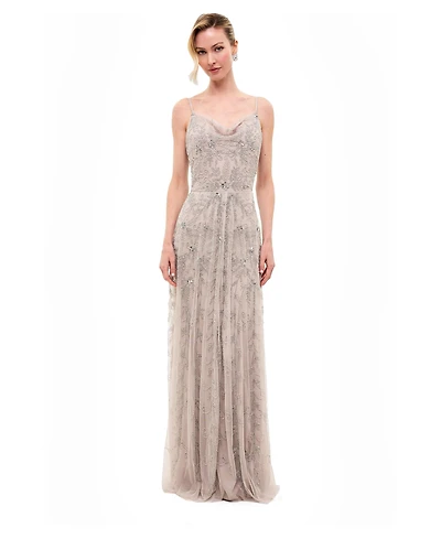 Beauut Women's Embellished Sequins Cowl Maxi Dress