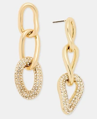 Dkny Pave Link Linear Drop Earrings
