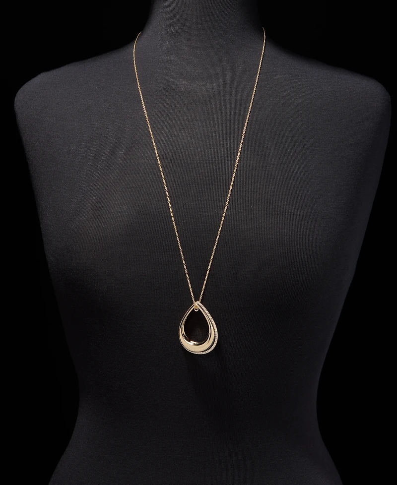Dkny Pave Open Tear-Shape 40" Pendant Necklace