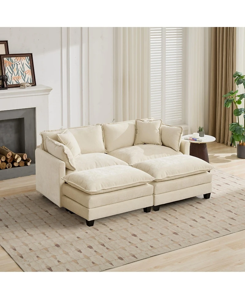 sumyeg Cloud Sofa Ottoman with Double Layer Upholstered Cushion for Living Room or Bedroom