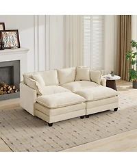 sumyeg Cloud Sofa Ottoman with Double Layer Upholstered Cushion for Living Room or Bedroom