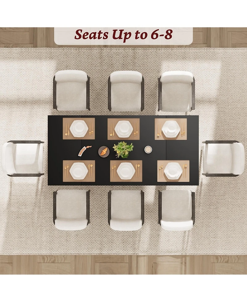 homfan 71" Large Dining Table for 6 to 8 People, Modern Dinner with Unique Wooden Legs, Rectangle Kitchen, Room