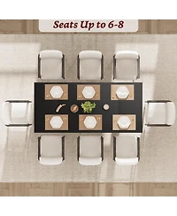 homfan 71" Large Dining Table for 6 to 8 People, Modern Dinner with Unique Wooden Legs, Rectangle Kitchen, Room