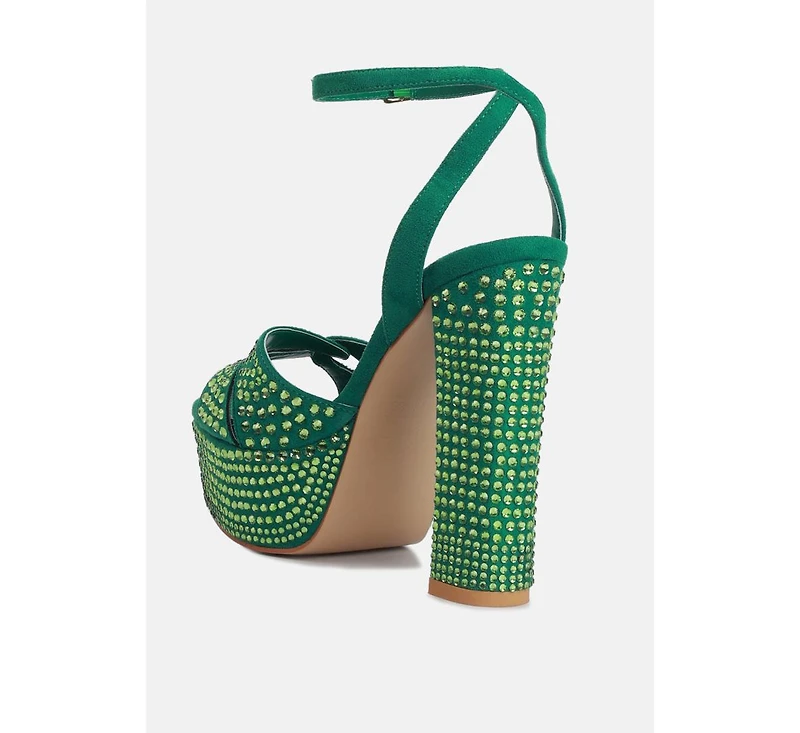 bellini heat-set diamante high block heel sandals