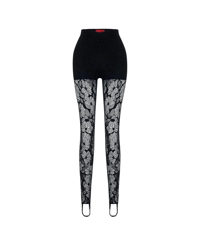 Pcfg Women's The Party Edit Lace Leggings with Built Ribbed Shorts