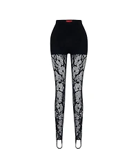 Pcfg Women's The Party Edit Lace Leggings with Built Ribbed Shorts