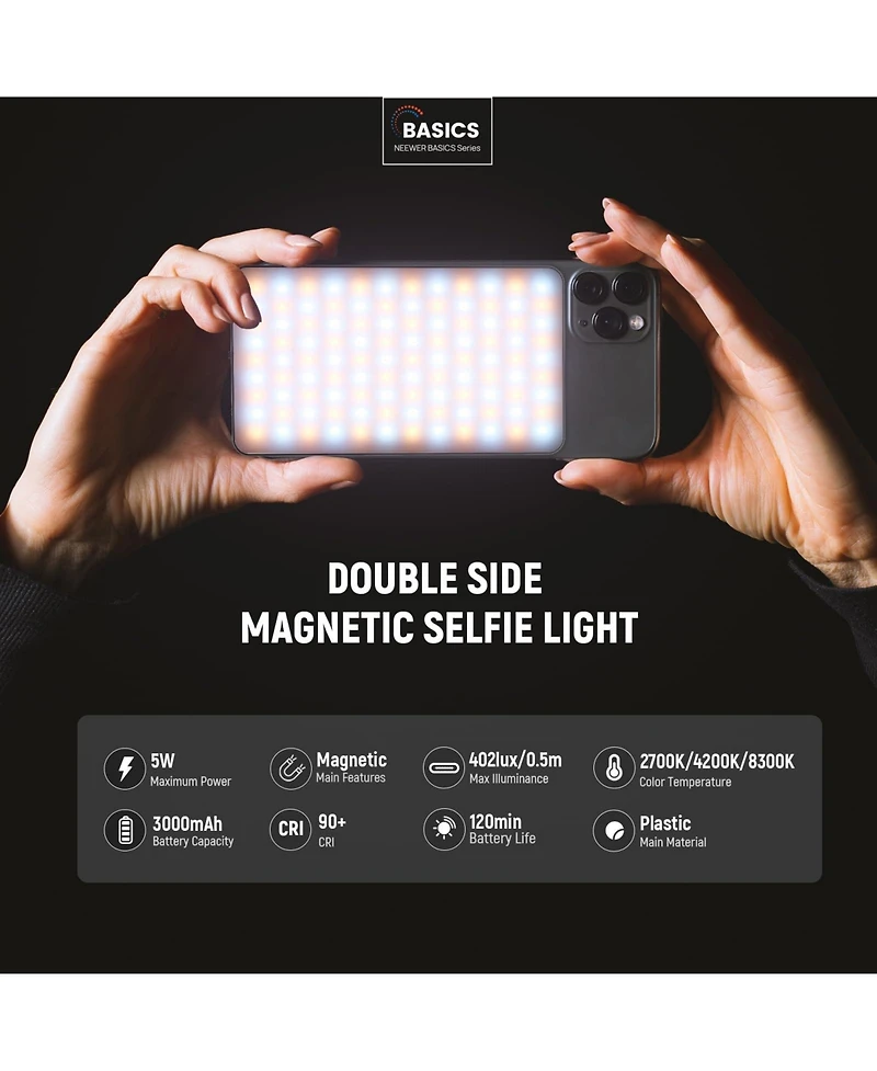 Neewer NL129D Led Video Light with 5W, 3000mAh, CRI90 for select iPhone models