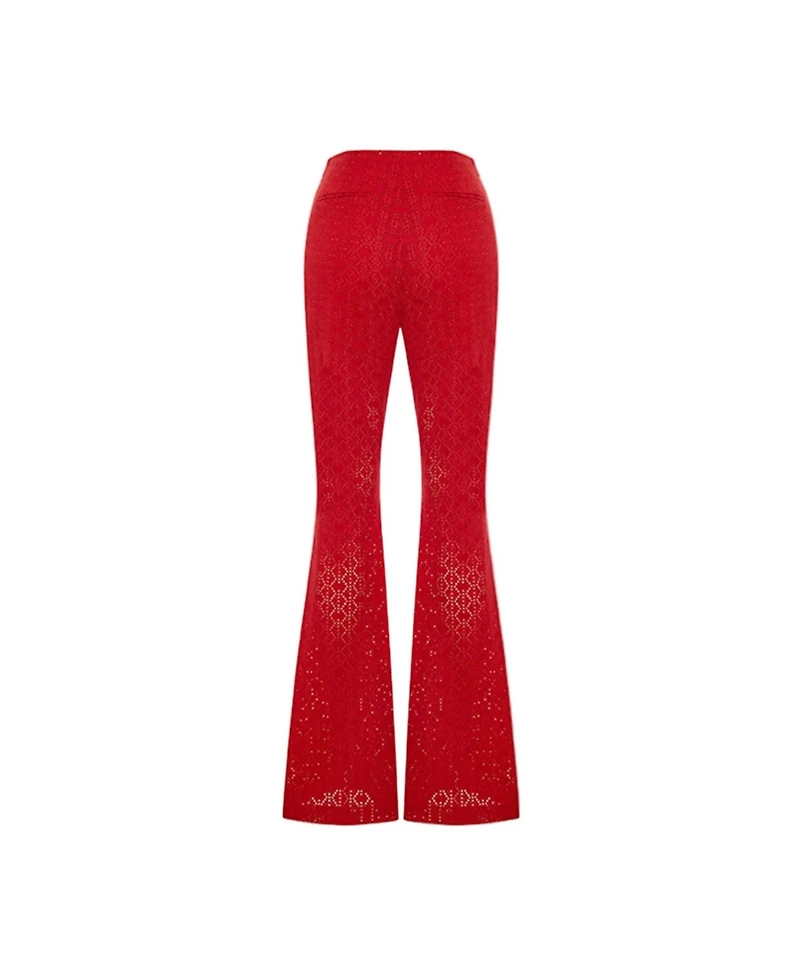 Pcfg Women's The Broderie Anglaise Edit High Rise Embroidered Flare Pants