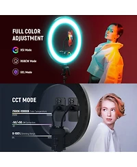 Neewer RL45C Ring Light with 45W, 3100lux, 2500K-10000K for select iPhone models