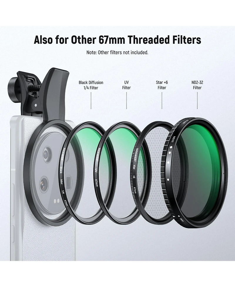 Neewer Fl-B19 Camera Lens Accessory with Cpl for Android Samsung Galaxy S25 Ultra Google Pixel Huawei