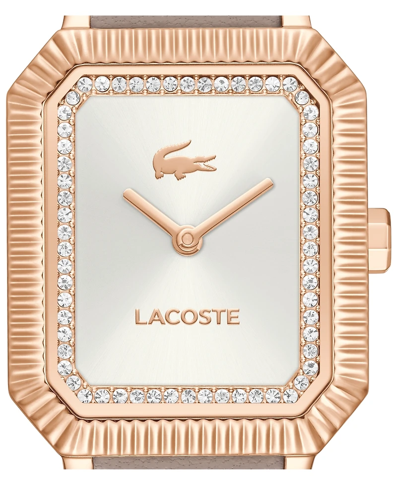 Lacoste Women's Quartz Parisienne Cream Leather Strap Watch 22.8mm