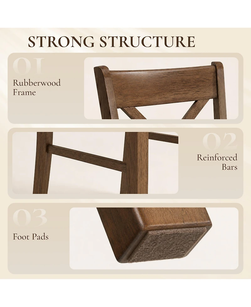 Homcom Dining Chairs Set of 2 Upholste Kitchen with Wooden Frame