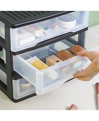 Xdovet Plastic Desktop Organizer 3 Drawer Stackable Storage Cabinet