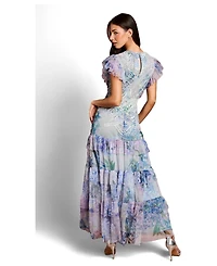 Coast Women's Embroidered Ruffle Floral Maxi Dress