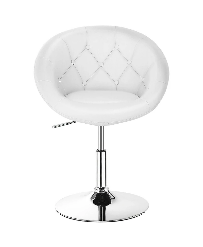 Gymax 1 Piece Adjustable Modern Swivel Round Tufted Back Accent Chair Pu Leather New