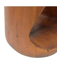 sumyeg Hollow Round Wood Grain Mgo Side Table 200lbs Capacity No Assembly End Table.