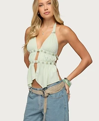 Edikted Women's Izora Button Split Front Top