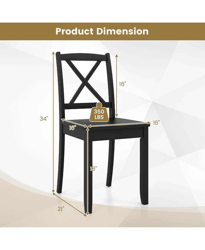 Slickblue Dining Chair Set of 2 with Wooden Frame, Rubber Wood Legs and Curved Back Support