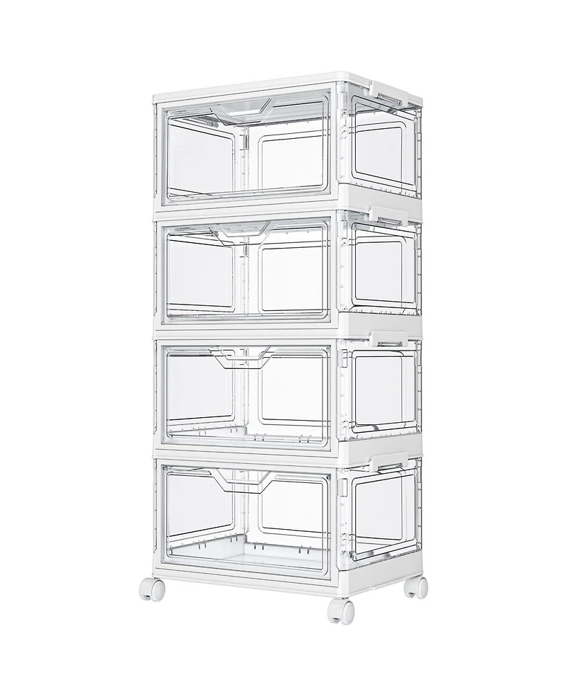 Xdovet 4-Tier Stackable Storage Bins with Wheels Lids