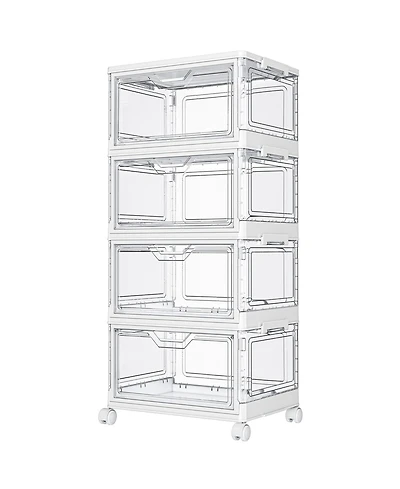 Xdovet 4-Tier Stackable Storage Bins with Wheels Lids