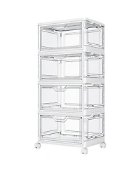 Xdovet 4-Tier Stackable Storage Bins with Wheels Lids