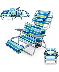 gaomon 2 Packs Outdoor 3-in-1 Beach Chair, Folding Tanning Lounger with Face Hole