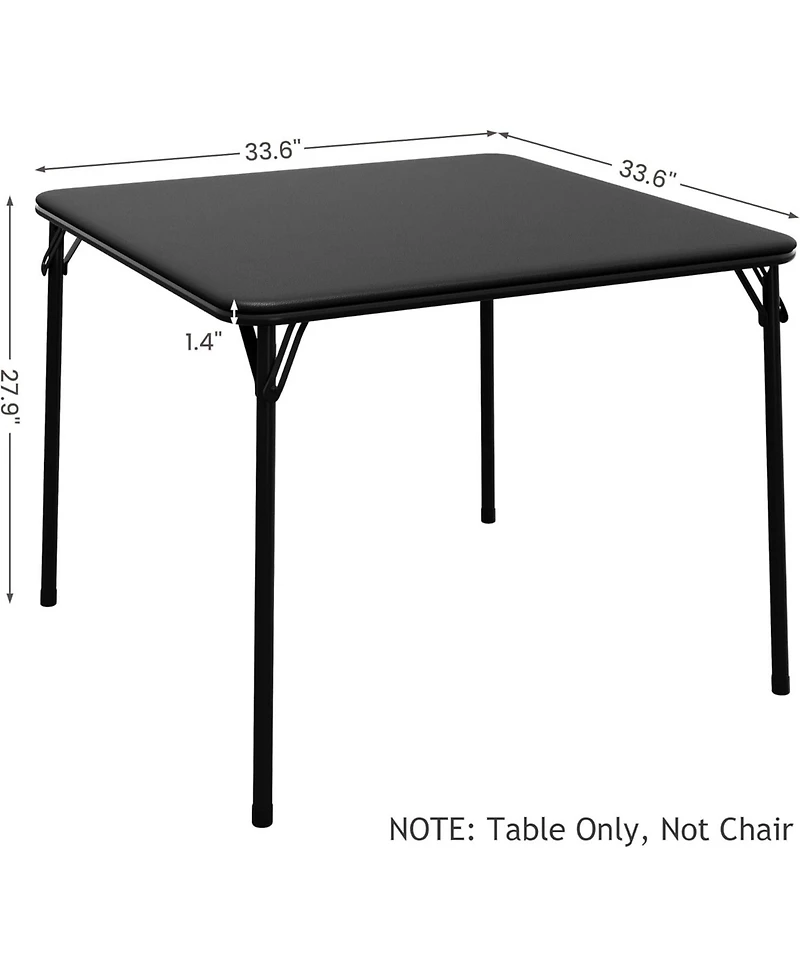 homfan Square Folding Card Table with Pu Leather Surface, Metal Frame