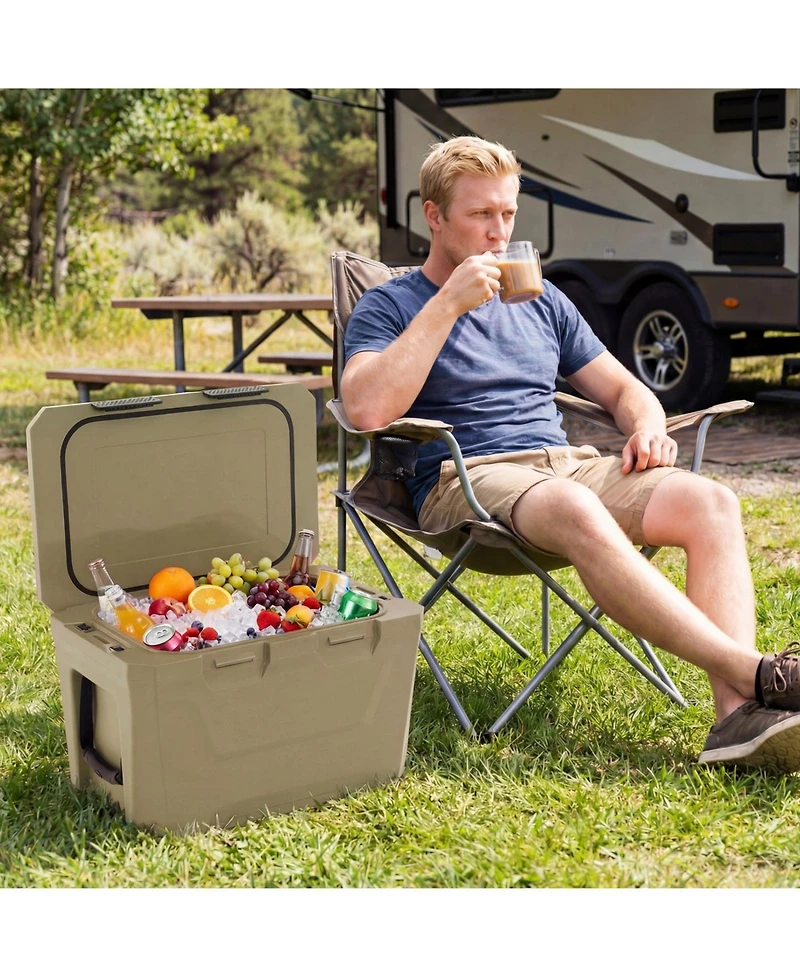 Sugift 37 Quart Portable Insulated Cooler Hard Shell with Cup Holders and Drain Plug