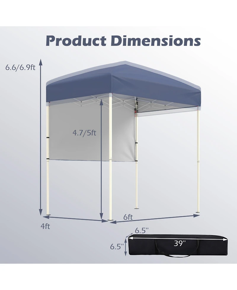 Sugift 6 x 4 ft Pop Up Canopy Tent with One Half Sidewall and Carrying Bag