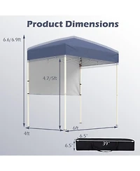 Sugift 6 x 4 ft Pop Up Canopy Tent with One Half Sidewall and Carrying Bag