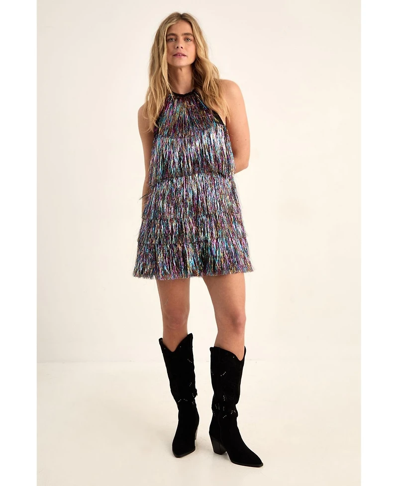 Nasty Gal Women's Tinsel Halter Neck Tiered Mini Dress