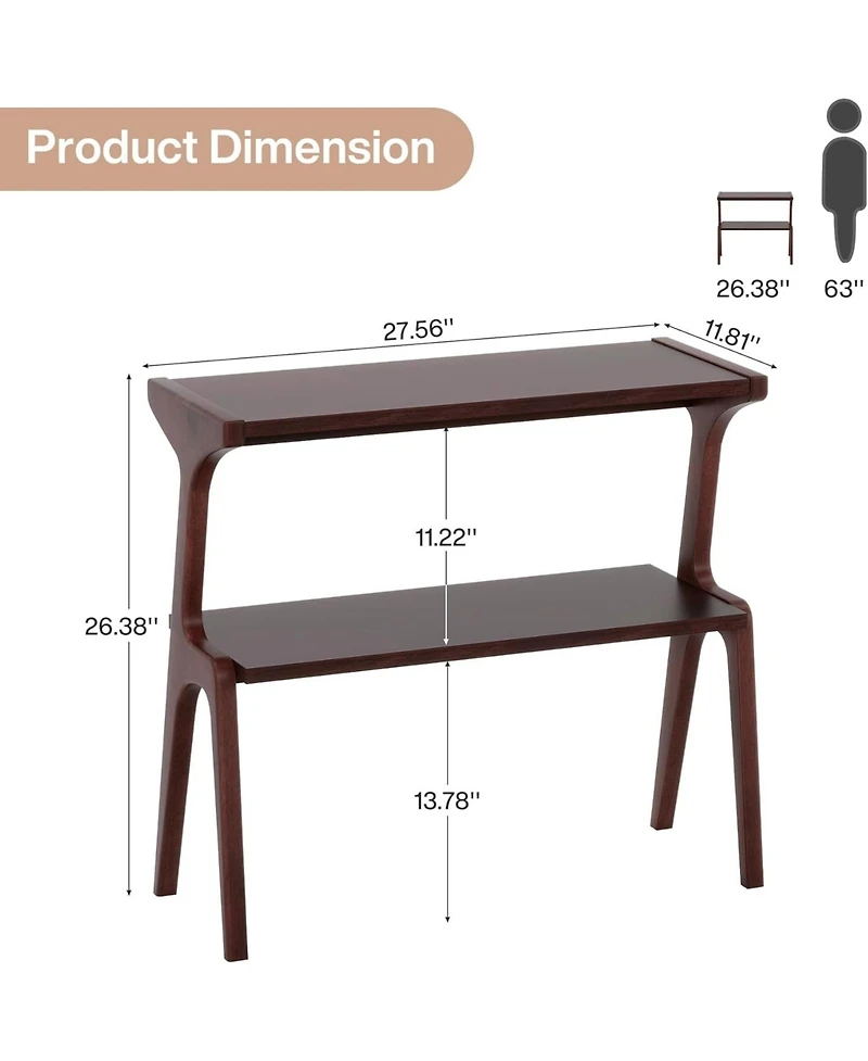 Tribesigns Solid Wood End Table, 2-Tier Side Table with Storage Shelf, Easy Assembly